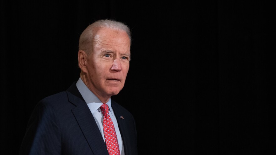 Former vice president and Democratic presidential hopeful Joe Biden, seen arriving to give a speech about the coronavirus response on March 12, spoke with President Trump about the crisis on Monday.