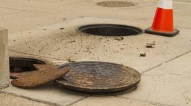 This manhole cover at the corner of Capitol Avenue and North Street exploded on March 19.
