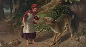 In "Little Red Riding Hood," a young girl and her grandmother are attacked by a wolf, seen in this 1870s illustration by Alfred L. Sewell. In the NRA version, Red wards off the wolf with a rifle.