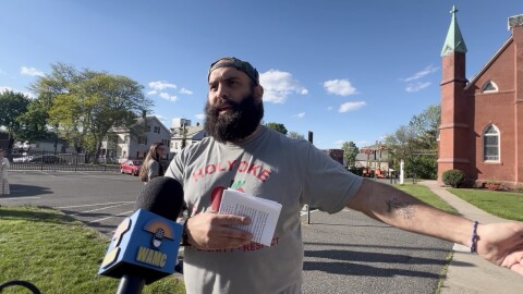 Holyoke teacher and union president Nick Cream, speaking with WAMC after a Holyoke Teachers Association rally held Thursday, May 7, 2026.