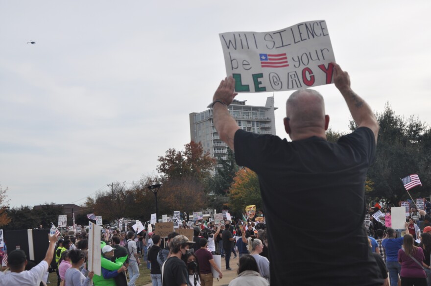 A protester’s sign at the Saturday, Nov. 15, 2025, protest against ICE and Border Patrol in Charlotte.