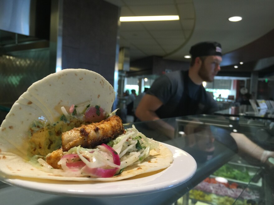 No, really, dogfish makes tasty tacos: These were on the menu at University of Massachusetts, Amherst, this fall.