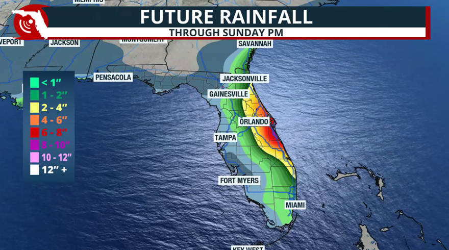 Florida expected rainfall through the weekend