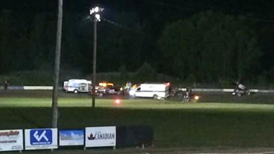 Ambulances converge on the racetrack at Canandaigua Motorsports Park in upstate New York, where sprint car racer Kevin Ward Jr. was hit by Tony Stewart on Saturday.