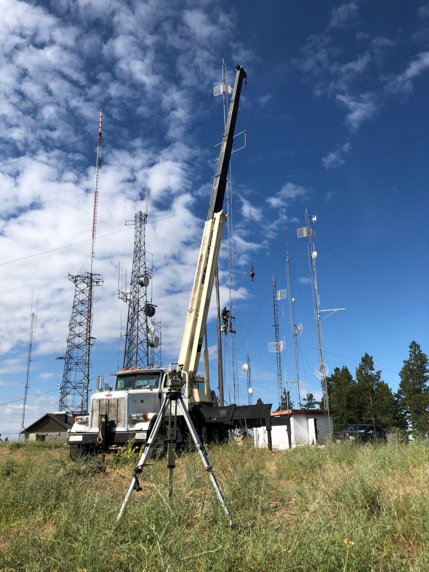 Crane truck onsite at Krell hill.