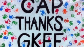 A banner thanks the foundation for its gift.
