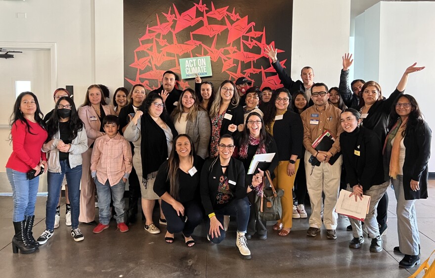 Local leaders Beatriz Soto, Jasmin Ramirez and Elizabeth Velasco are surrounded by a group of Roaring Fork Valley participants at Latino Advocacy Day in Denver on March 13 and 14. More than 300 people attended the event, including 70 leaders from the Western Slope.