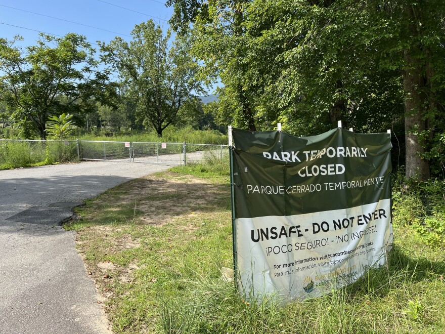 Charles D. Owen Park in Swannanoa has been closed since it was heavily damaged by Tropical Storm Helene in September 2024.