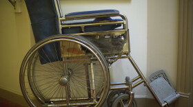 CONNECTICUT - NOVEMBER 10: A wheelchair is left outside a residence at an assisted living facility November 10, 2012 in Connecticut.