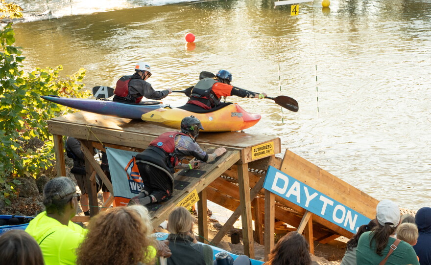 Boatercross SUPcross competitors launch off the ramp at the Wagner Subaru Outdoor Experience on October 3, 2026.