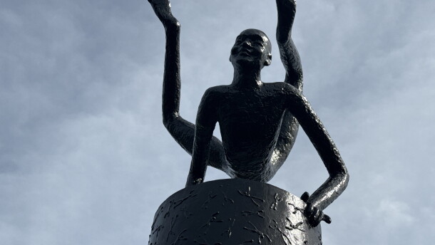 Terrafly, a 16-foot sculpture created by renowned Indian artist K.S. Radhakrishnan, was donated to the town of Pittsford by the Dogra Art Foundation. It was installed in the town's King's Bend Park and unveiled on Saturday, Oct. 10, 2026.