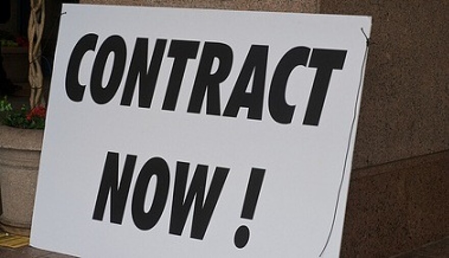 Striking workers' sign