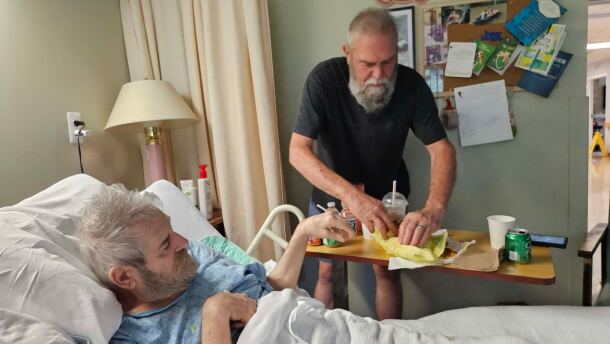 Jay Azzato, standing at right, is concerned about finding another senior care center for his brother, who is bedridden and nonverbal, after the announcement that Senior Care Center at Sunset Lake in Sullivan County will close by the end of the year.