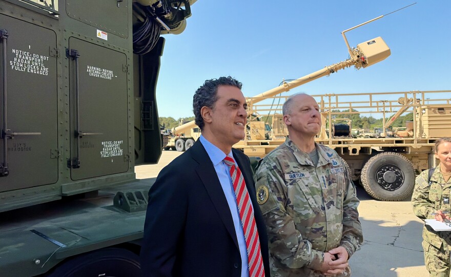 Emil Michael, Under Secretary of Defense for Research and Engineering and Chief Technology Officer and Space Force General and Space Force Gen. Mike Guetlein, director of Golden Dome for America, take questions at Fort Story.