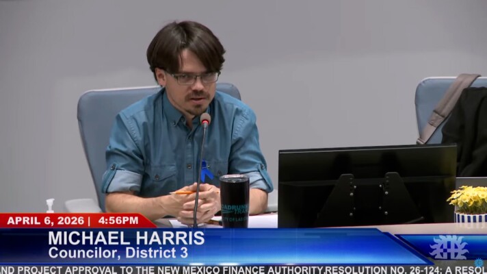 City Councilor Michael Harris speaks at the meeting