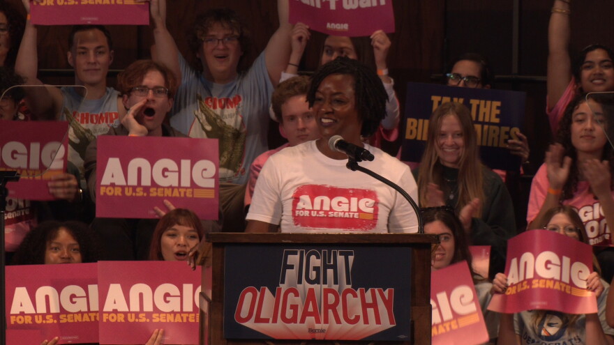 U.S. Senate hopeful Angie Nixon speaks during a campaign event Sunday in the University Auditorium on the UF campus.