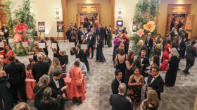 Guests mingle inside the Omni Fort Worth Hotel ahead of the Fort Worth Symphony Orchestra Gala on Feb. 21, 2026.