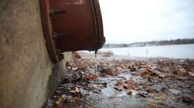 A drain pipe leaks along the Ohio River in Cincinnati near Smale Park