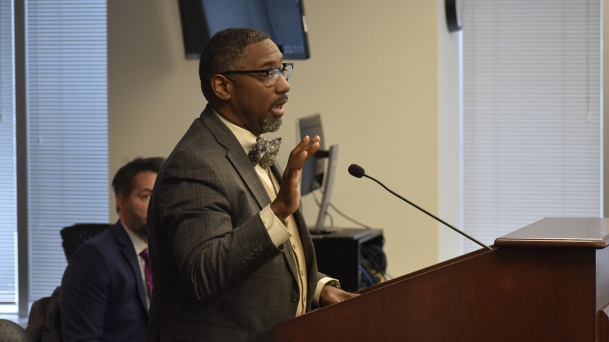 Columbus City Schools Board of Education President Michael Cole speaks before the Public Utilities Commission of Ohio on December 9, 2025.