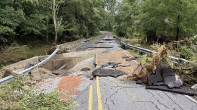 Road damage in Surry County