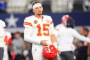 Kansas City Chiefs quarterback Patrick Mahomes warms up before an NFL football game against the Dallas Cowboys Thursday, Nov. 27, 2025, in Arlington, Texas. (AP Photo/LM Otero)