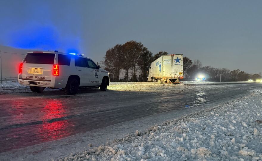 Louisiana State Police are warning drivers to stay off the roads amid icy conditions.