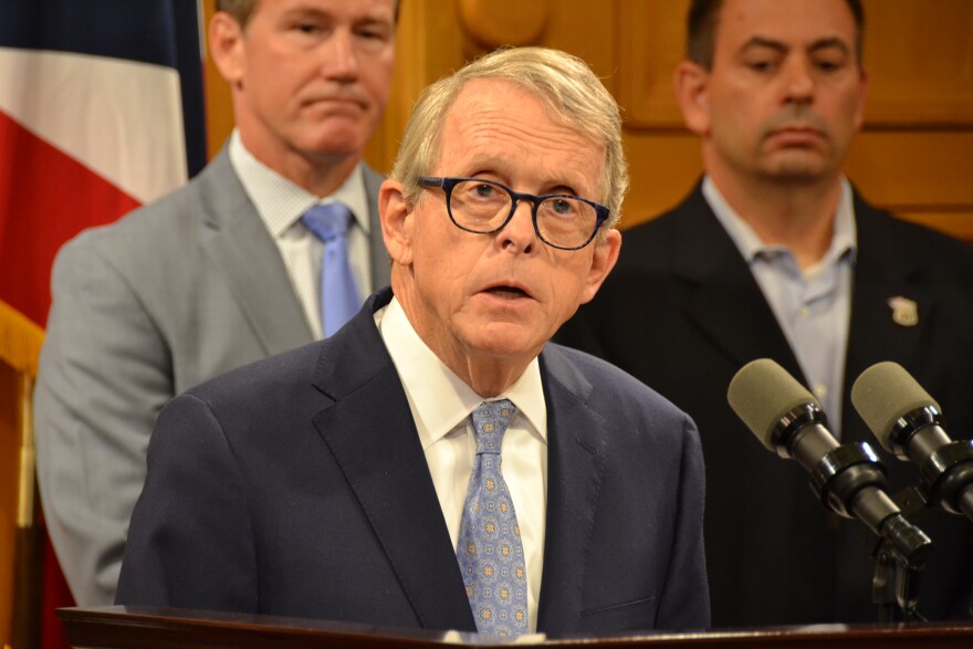 Gov. Mike DeWine speaks at a Statehouse press conference in September.