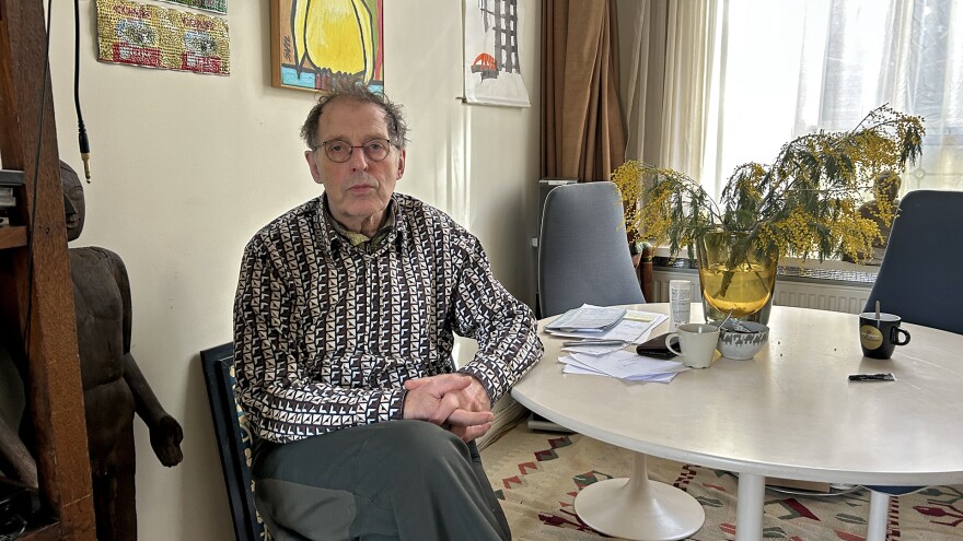 Activist and harm reduction pioneer August de Loor sits in his home in Amsterdam, Netherlands, on Wednesday, August 5, 2025. 