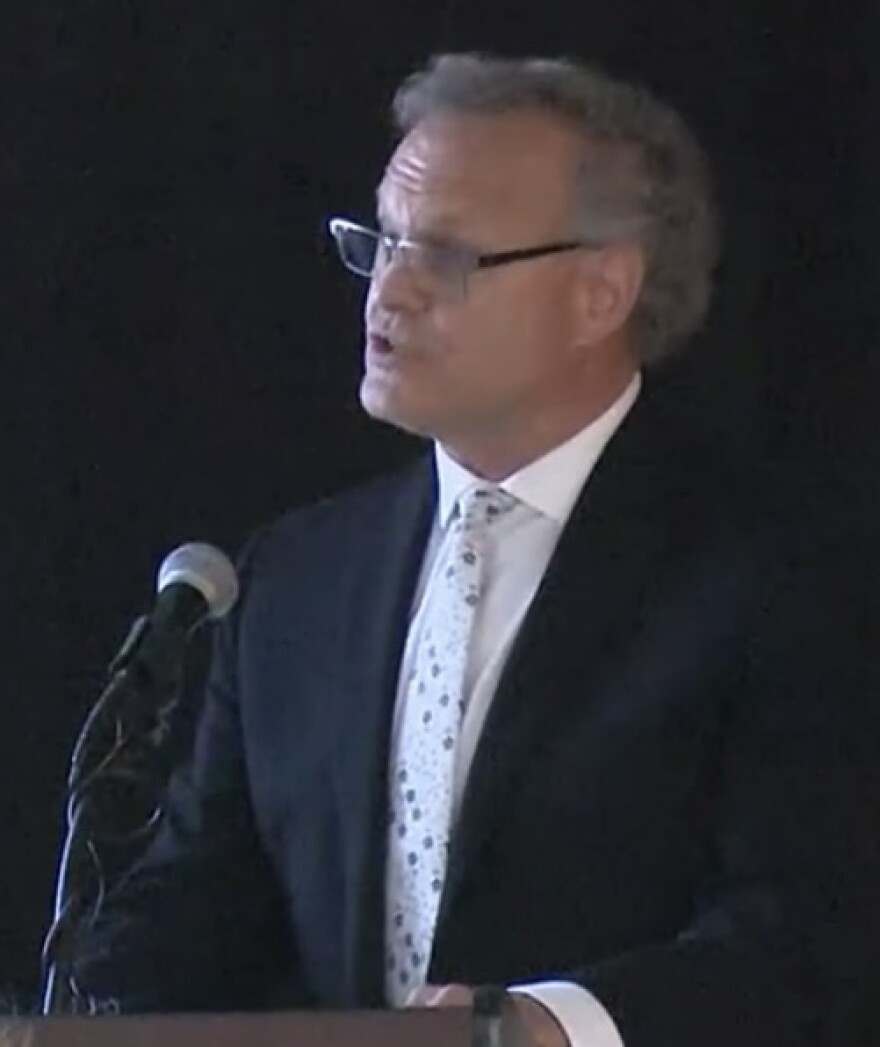 Morton Mayor Jeff Kaufman speaks at the annual Morton Forecast breakfast earlier this month.
