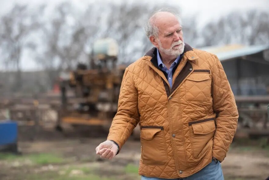 McLaughlin gives a tour of his piping business, DKM Enterprises, in Uvalde on Feb. 14, 2025. McLaughlin is the owner of the company he cofounded with his father in 2000.