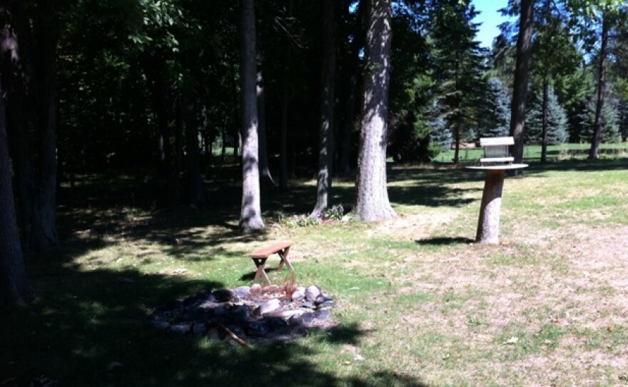 There's a bird feeder near the fire pit at Crosaires.