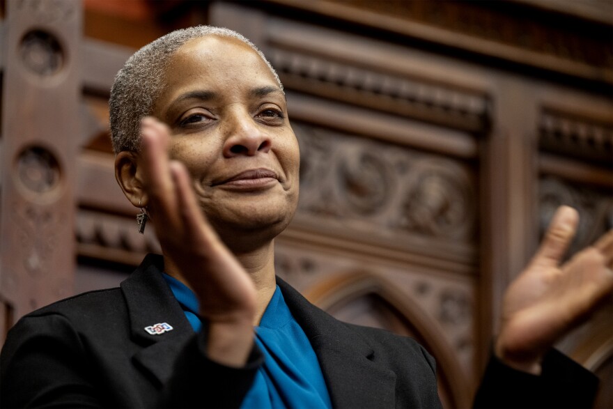 Secretary of State Stephanie Thomas as Lawmakers gather at the Capitol Building in Hartford for the first day of the legislative session on January 8, 2025.