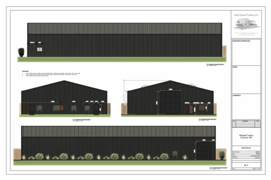 Architectural plans render "micro data center" proposed for 52 Locke Road in Concord.