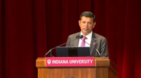Rahul Shrivastav delivered the State of the Campus speech during the Bloomington Faculty Council meeting on April 8.