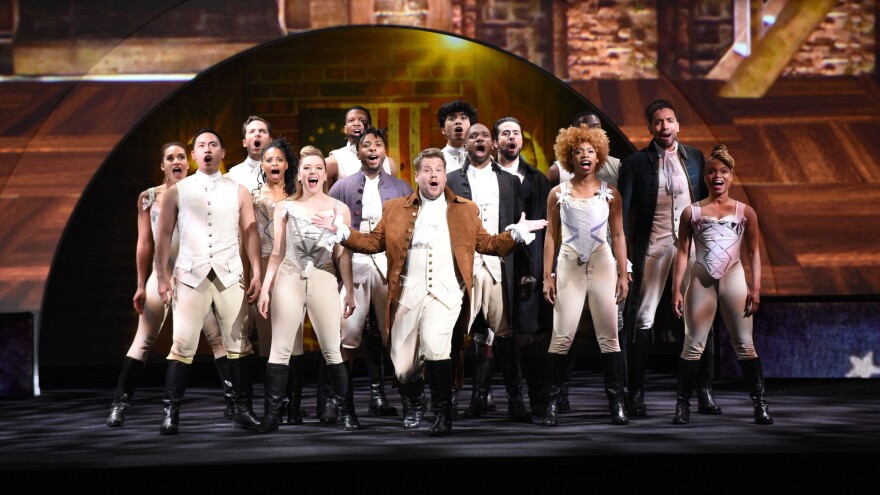 <em>The Late Late Show</em> host James Corden performs in a Hamilton parody, as CBS and other networks present their fall lineups at this year's upfronts.