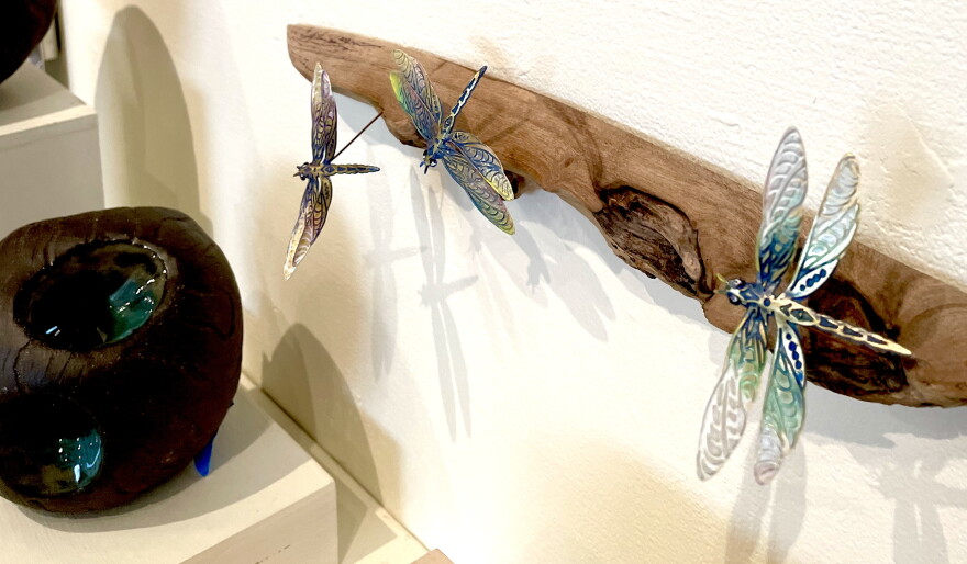 Lazer carved metal by Leighton Lam in the 2021 Matchbox Plus Art Show on view through January 9, 2022