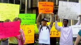 Literacy Volunteers protest proposed state cuts