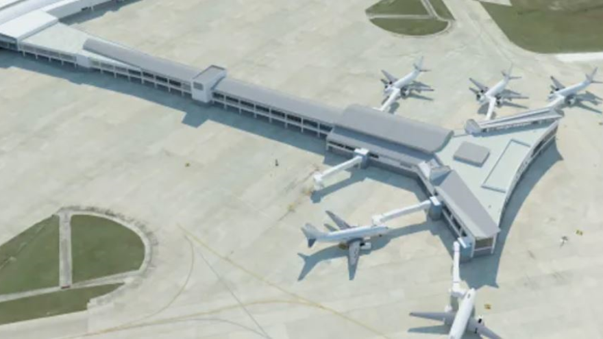 A rendering shows six new gates on the new concourse planned at Jacksonville International Airport.