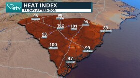 Expected heat index on Friday afternoon.