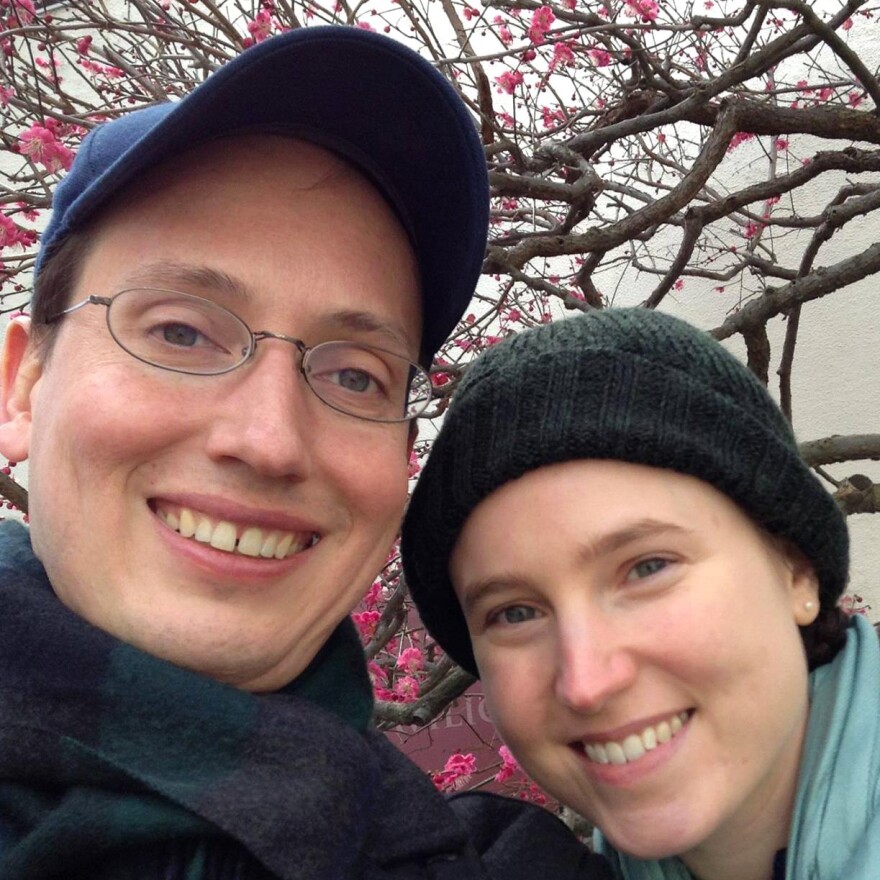 Tim Goliver and his wife, Christine, last year in Washington, D.C. Goliver was 21 when he first developed a stomach bug, and then Guillain-Barre.