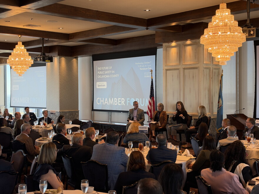 Panelists speak at a public safety forum hosted on Wednesday, Oct. 7., encouraging attendees to support the proposed sales tax to fund a new Oklahoma County jail.