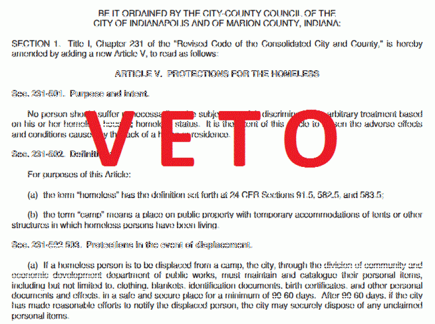 The Homeless Bill of Rights approved by the Indianapolis City-County Council is modeled after similar laws in Illinois and Rhode Island.