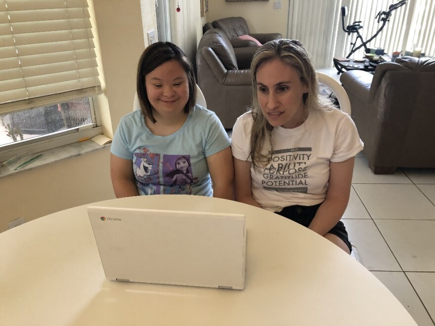 Lexi, left, and Jessica Schmidt, right, are quarantining together during the pandemic. They've also joined the 'Zoom Together' online program from Behavioral Health Associates of Broward, Counseling Centers of Goodman JFS.