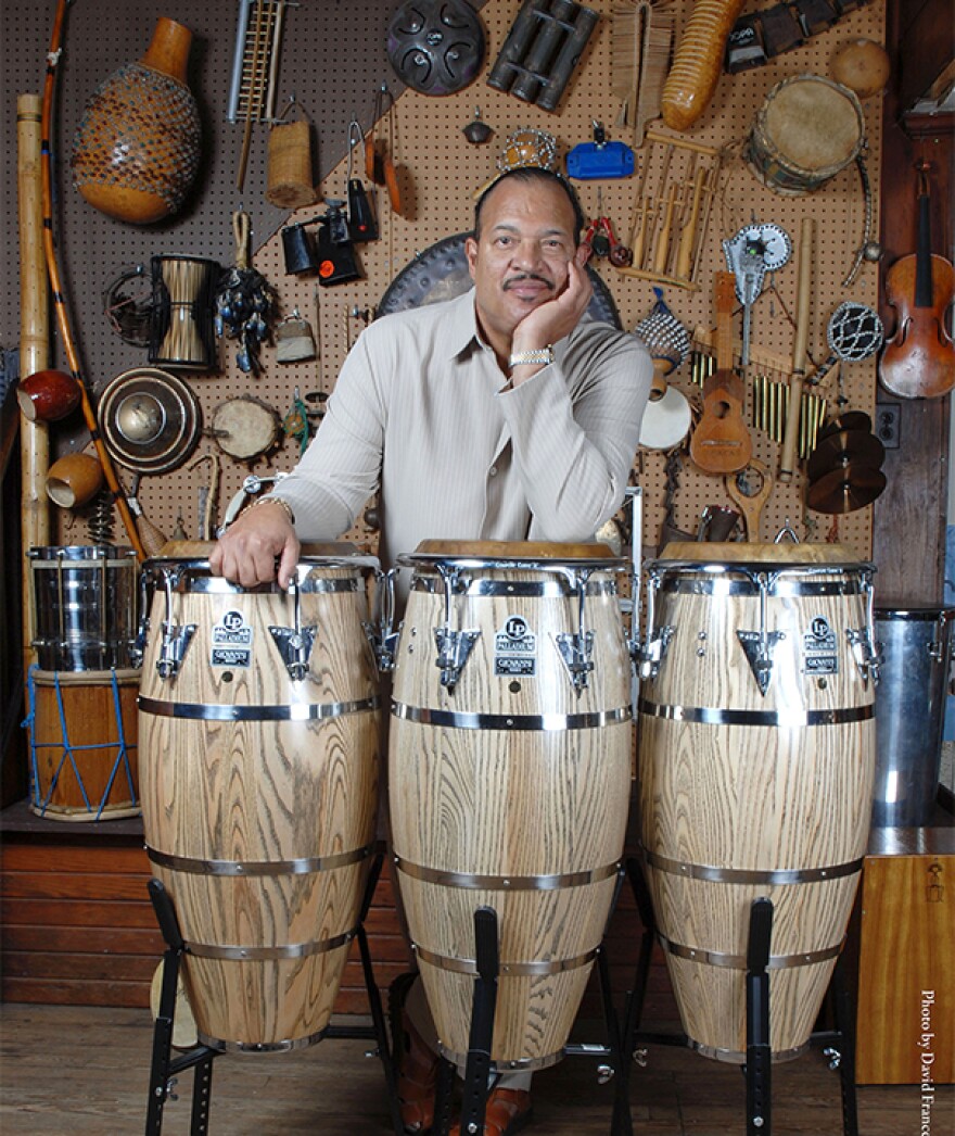 Steve Kroon and and his collection of percussion "toys"