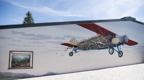 The mural The Engineer on the wall of the Sun Valley Museum of Art.