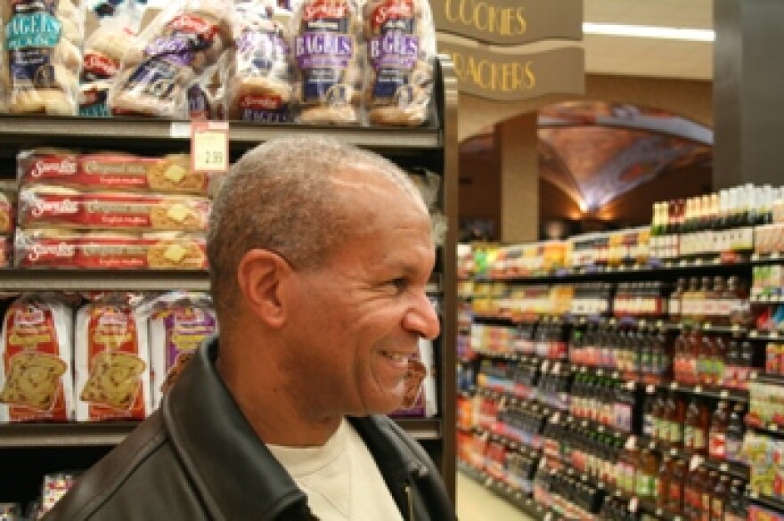 One shopper stops by the store after his daughter's ballet class.