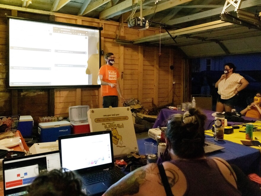 Bloomington City Council candidate Kelby Cumpston spoke to supporters at an election night watch party in Bloomington.