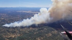 The Mountain fire, about 15 miles northeast of Redding, at about 2:00 p.m. Thurday afternoon.
