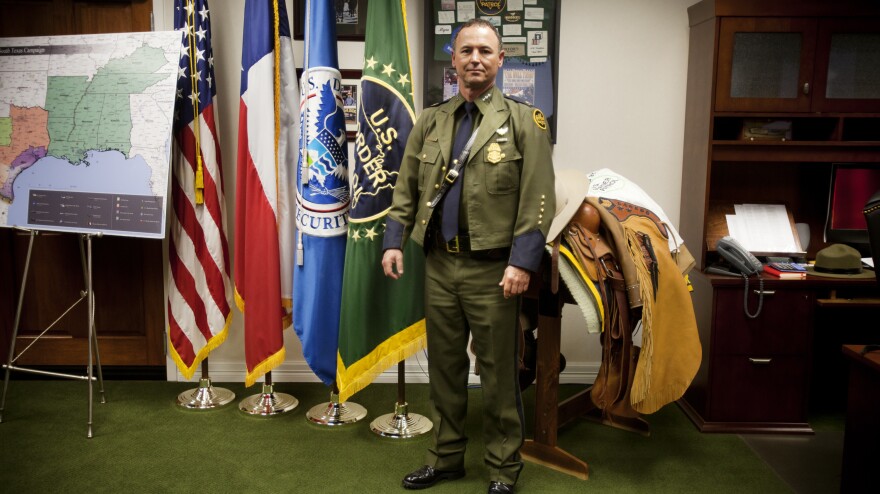 U.S. Border Patrol Commander Robert Harris in his office earlier this year in Laredo, Texas.