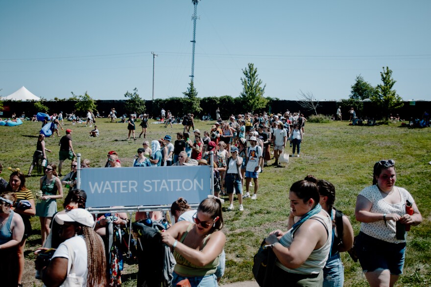 Lines for water grew throughout the weekend at Hinterland 2024.